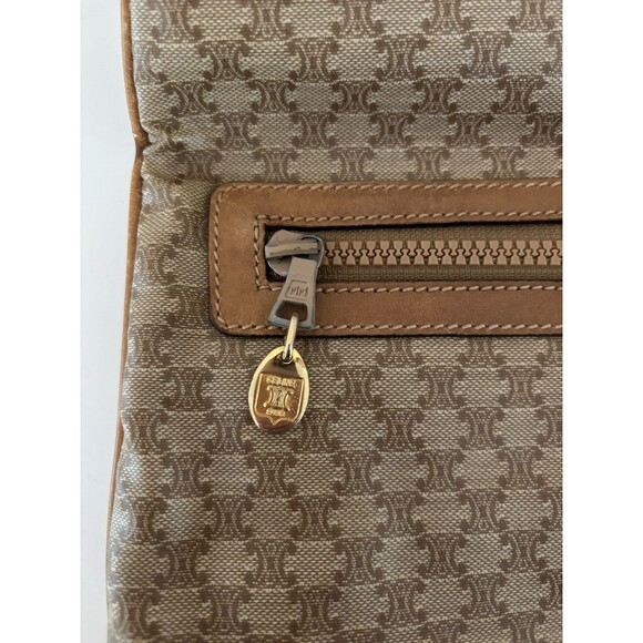 Celine Vintage Macadam Triomphe Canvas & Leather Clutch Bag Authentic Classic - Picture 9 of 14